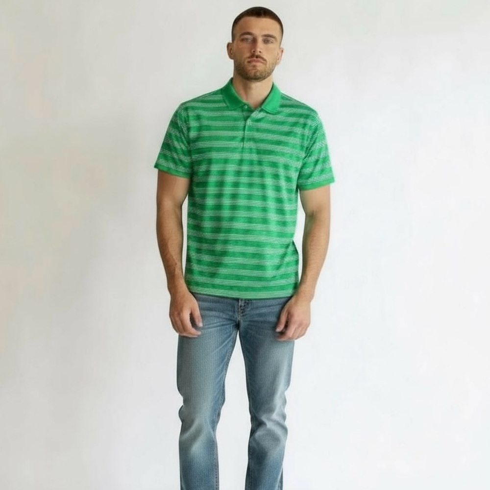 NIKE Golf Mens Polo Shirt Size XL Green Short‎ Sleeve Striped